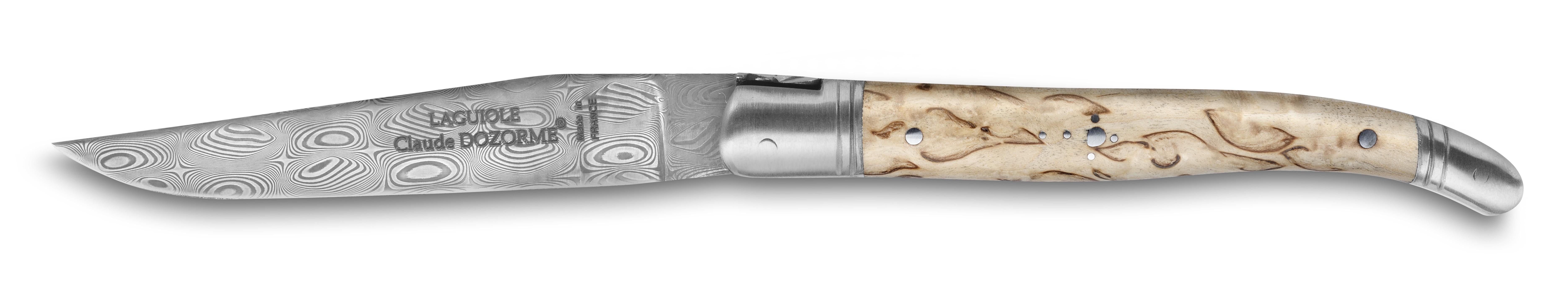 Couteau pliant Laguiole 12 cm Double platine Damas - Frêne