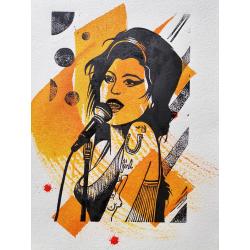 Linogravure Amy Winehouse