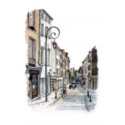 Rue du Port Clermont-Ferrand - Tirage aquarelle A4 ou carte postale