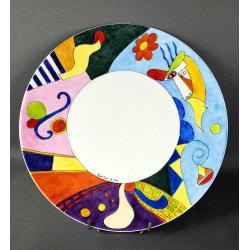 Assiette porcelaine moderne géométrique multicolore