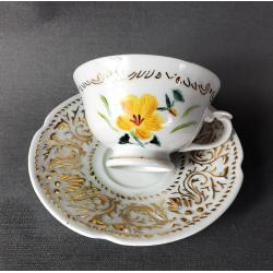 Tasse a cafe pivoine capucine recto verso